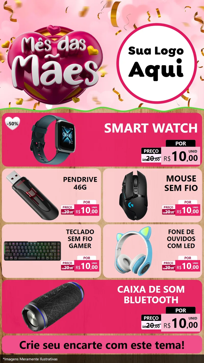 Modelo de TV para TV Vertical com o tema Mês das Mães para Informática