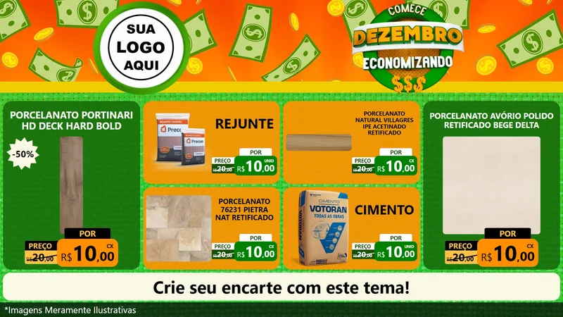 Modelo de TV para TV Horizontal com o tema Comece Dezembro Economizando para Pisos e revestimentos