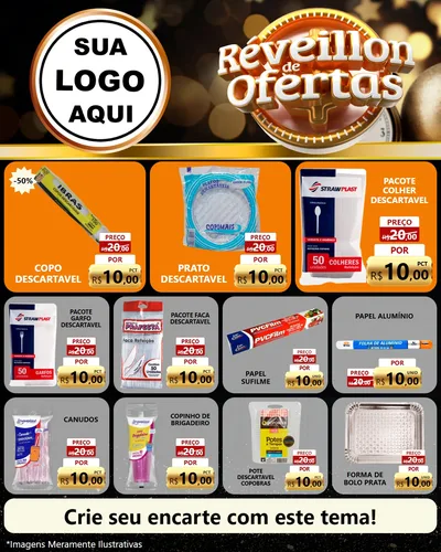 Modelo de Rede Social para Feed Instagram com o tema Réveillon de Ofertas para Embalagens