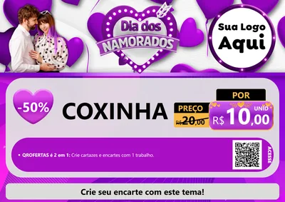 Modelo de Cartaz para Cartaz A4 Horizontal com o tema Dia dos Namorados para Salgadaria