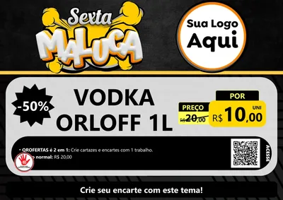 Modelo de Cartaz para Cartaz A4 Horizontal com o tema Sexta Maluca para Distribuidora de bebidas