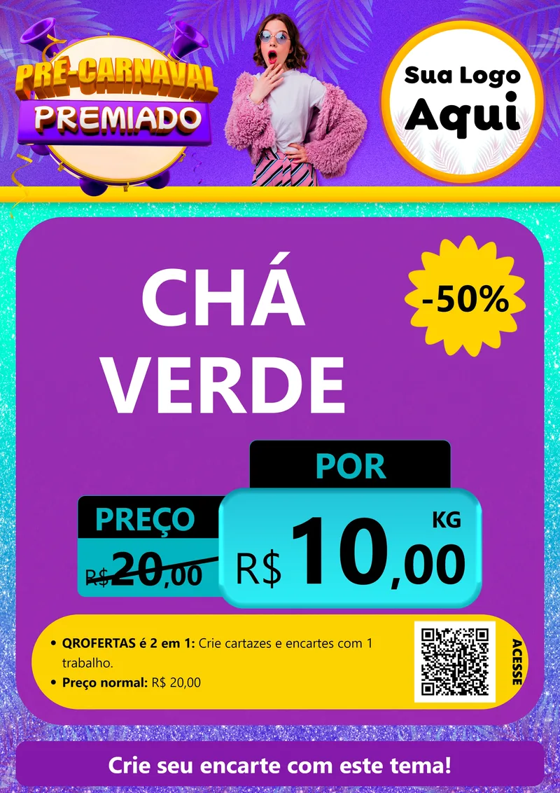 Modelo de Cartaz para Cartaz A4 Vertical com o tema Pré-Carnaval Premiado para Produtos Naturais