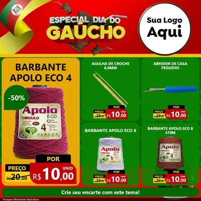 Modelo de Rede Social para Feed Facebook com o tema Especial Dia do Gaúcho para Armarinho e Aviamentos