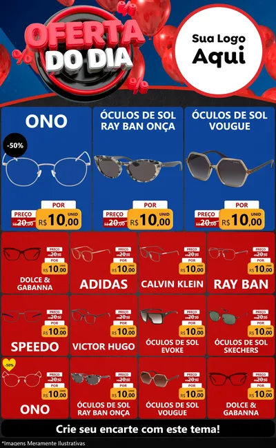 Modelo de Encarte para Encarte Grande com o tema Oferta do Dia para Óticas