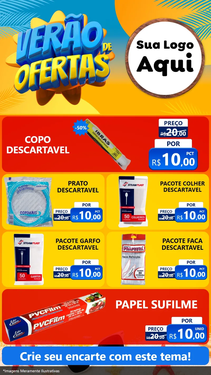 Modelo de TV para TV Vertical com o tema Verão de Ofertas para Embalagens