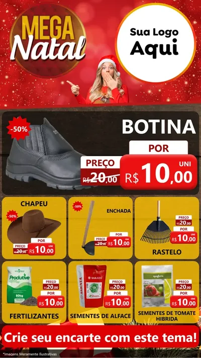 Modelo de Rede Social para Stories com o tema Mega Natal para Agropecuária