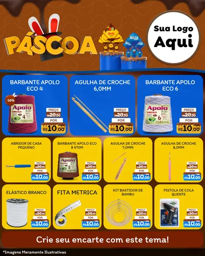 Modelo de Rede Social para Feed Instagram com o tema Páscoa para Armarinho e Aviamentos