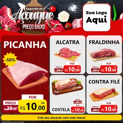 Modelo de Rede Social para Feed Facebook com o tema Segunda do Açougue Preço Baixo para Açougue
