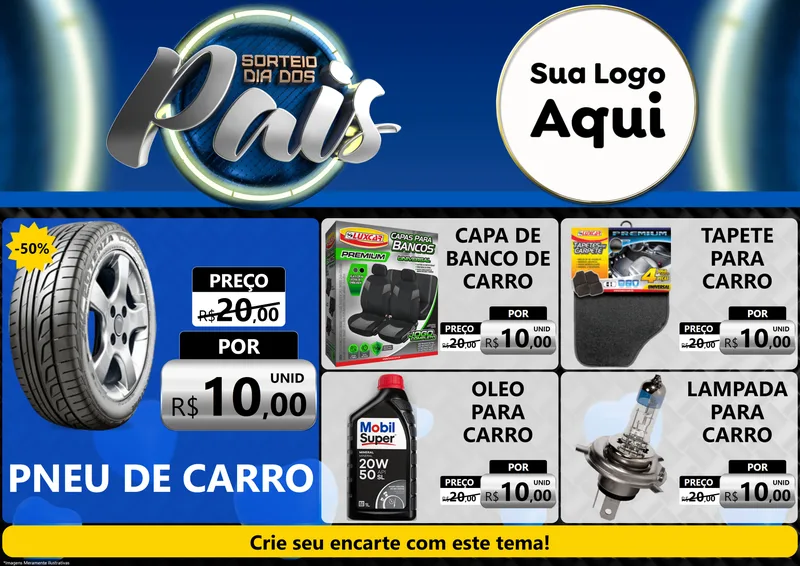 Modelo de Encarte para Encarte A4 Horizontal com o tema Sorteio Dia Dos Pais para Auto peças