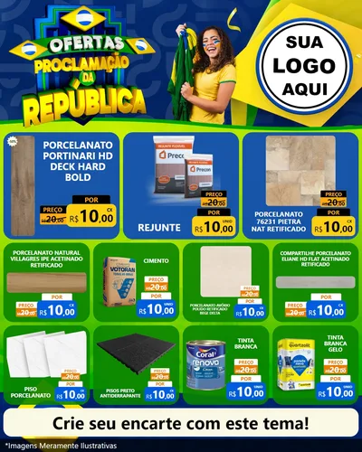 Modelo de Rede Social para Feed Instagram com o tema Ofertas Proclamação da República para Pisos e revestimentos