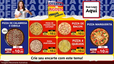 Modelo de TV para TV Horizontal com o tema Ofertas de Agosto - Preços Incríveis para Pizzaria