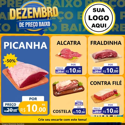 Modelo de Rede Social para Feed Facebook com o tema Dezembro de Preço Baixo para Açougue