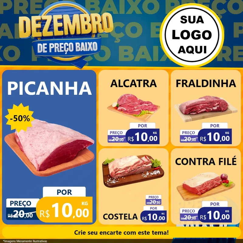 Modelo de Rede Social para Feed Facebook com o tema Dezembro de Preço Baixo para Açougue