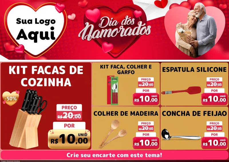 Modelo de Encarte para Encarte A4 Horizontal com o tema Dia Dos Namorados para Utilidades Domésticas