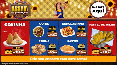 Modelo de TV para TV Horizontal com o tema Arraiá de Promoções para Salgadaria