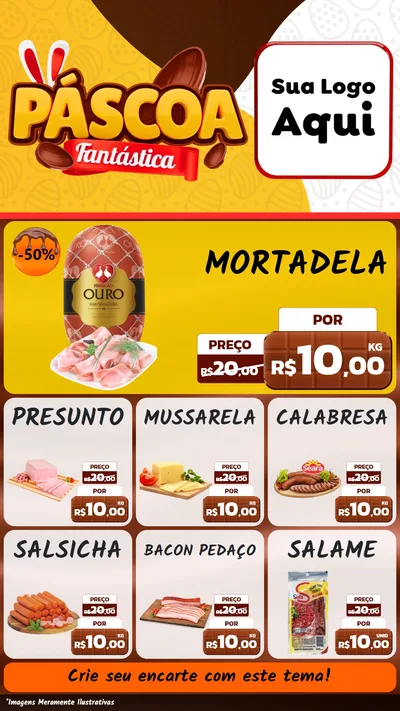 Modelo de Rede Social para Stories com o tema Páscoa Fantástica para Frios e Laticínios