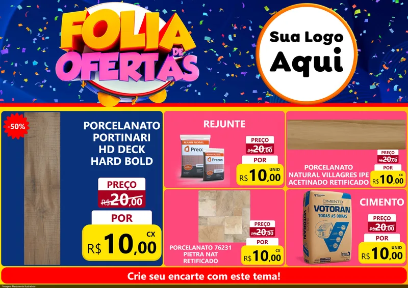 Modelo de Encarte para Encarte A4 Horizontal com o tema Folia de Ofertas para Pisos e revestimentos