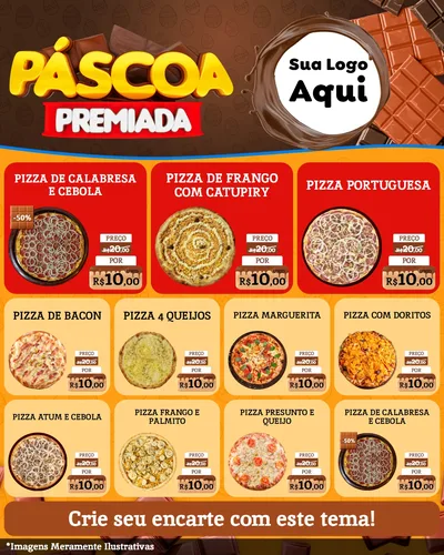 Modelo de Rede Social para Feed Instagram com o tema Páscoa Premiada para Pizzaria