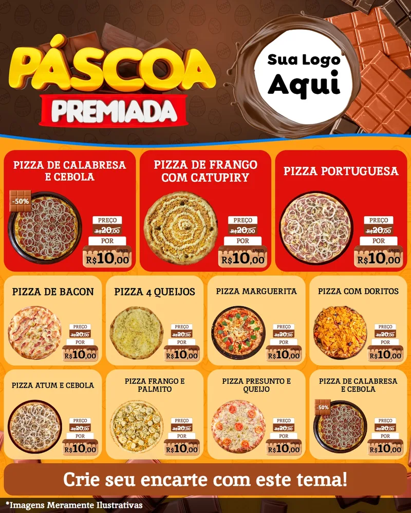 Modelo de Rede Social para Feed Instagram com o tema Páscoa Premiada para Pizzaria