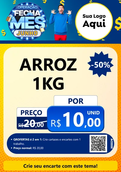 Modelo de Cartaz para Cartaz A4 Vertical com o tema Operação Fecha Mês, Junho para Supermercado