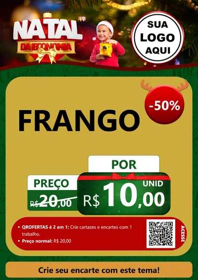 Modelo de Cartaz para Cartaz A4 Vertical com o tema Natal da Economia para Assados