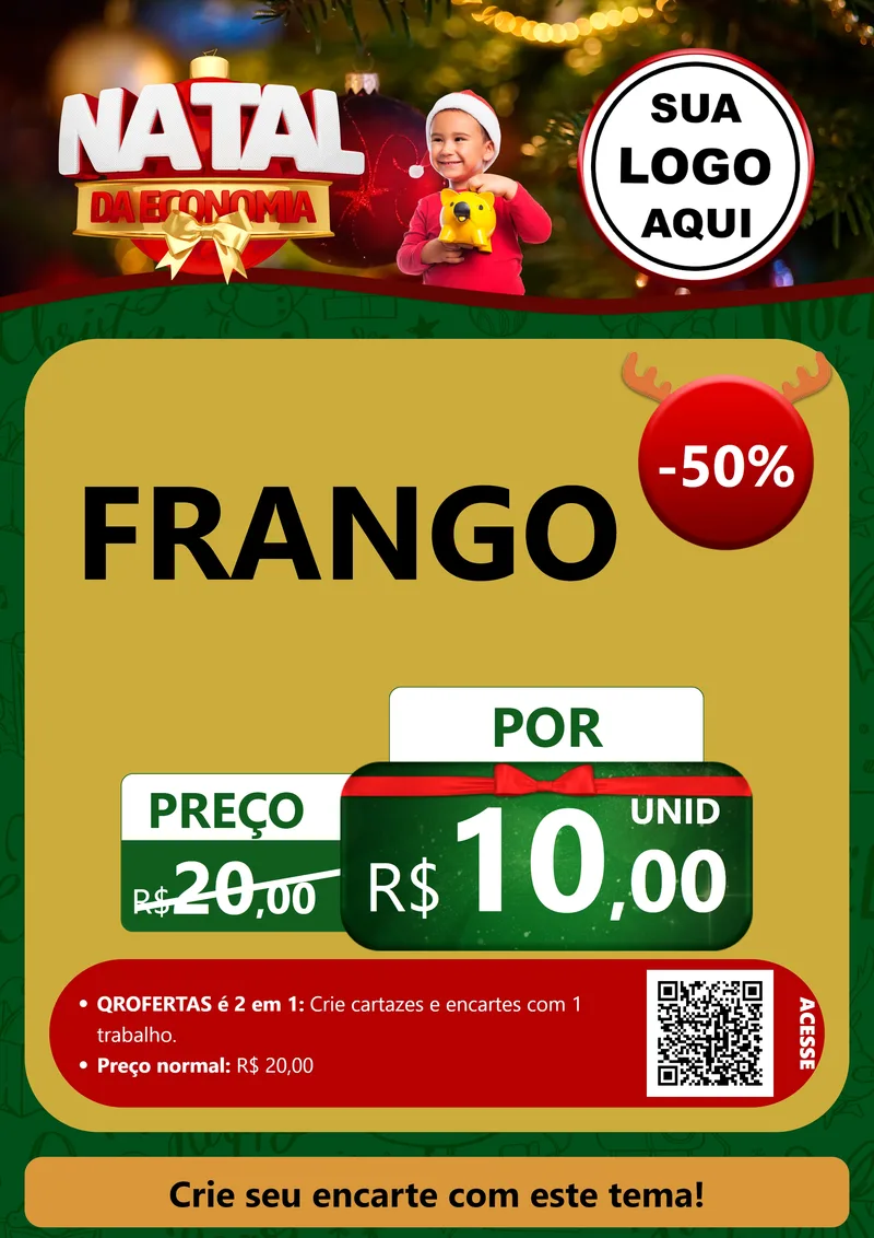 Modelo de Cartaz para Cartaz A4 Vertical com o tema Natal da Economia para Assados
