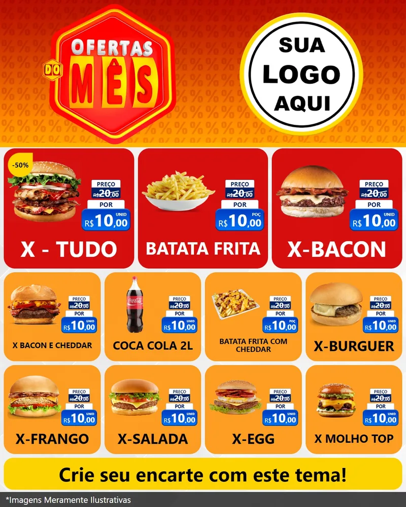 Modelo de Rede Social para Feed Instagram com o tema Ofertas do Mês para Hamburgueria