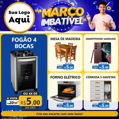 Modelo de Rede Social para Feed Facebook com o tema Março Imbatível para Móveis e Eletro