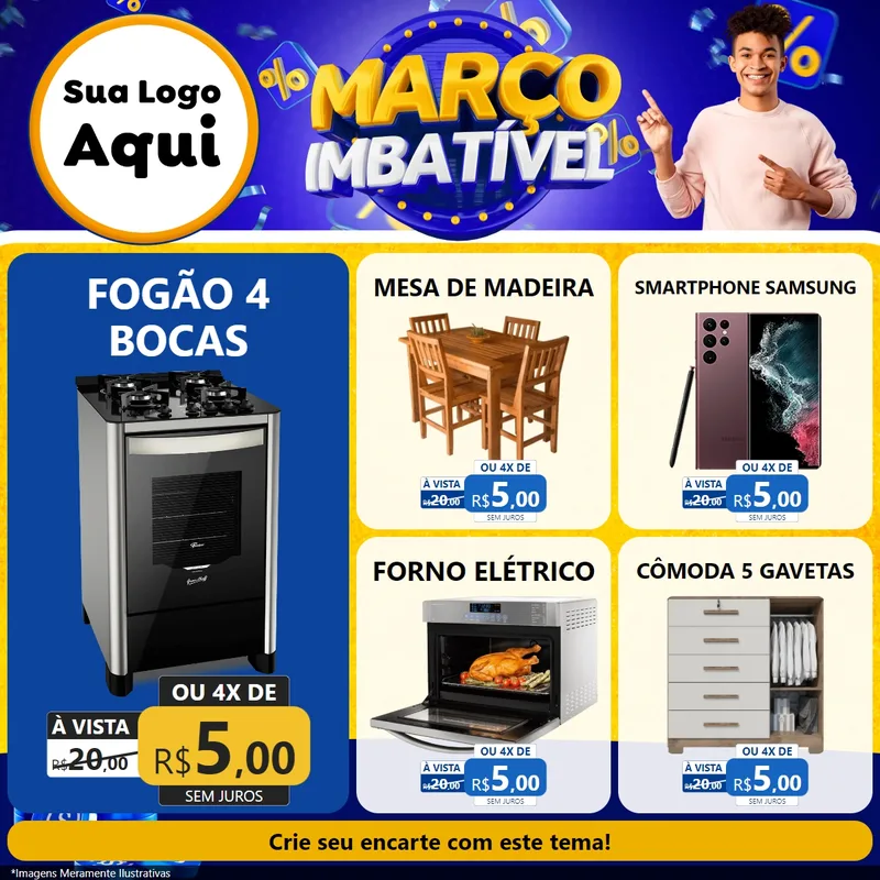 Modelo de Rede Social para Feed Facebook com o tema Março Imbatível para Móveis e Eletro