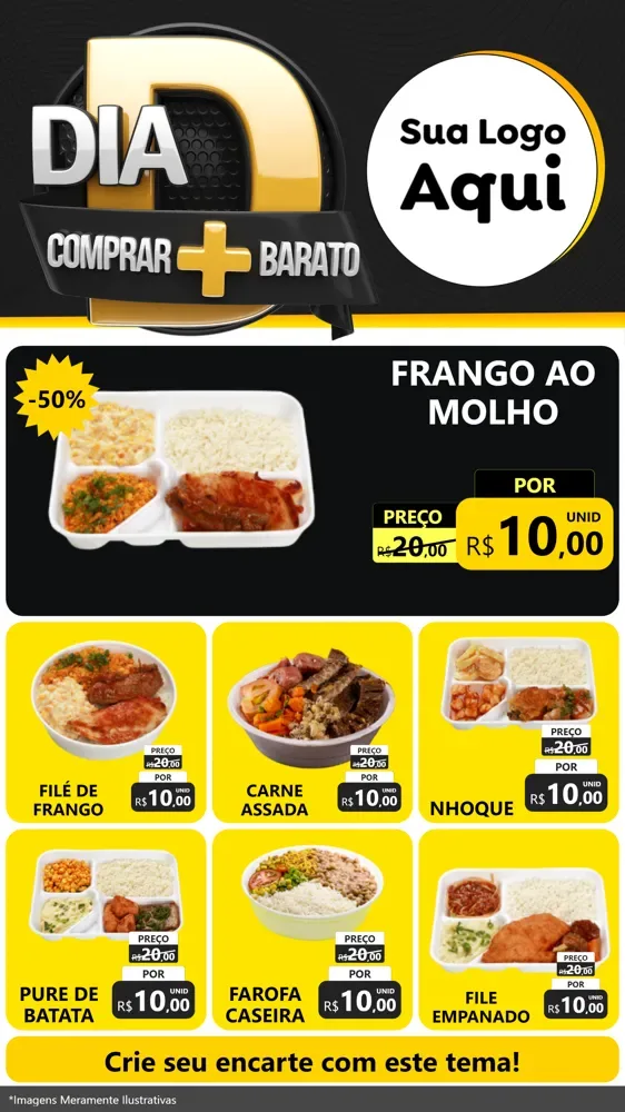 Modelo de Rede Social para Stories com o tema Dia D Mais Economia para Restaurante