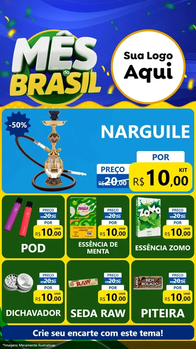 Modelo de Rede Social para Stories com o tema Mês do Brasil para Tabacaria