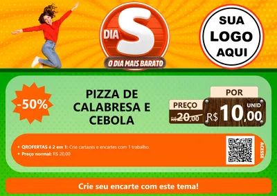 Modelo de Cartaz para Cartaz A4 Horizontal com o tema Dia S - O Dia Mais Barato para Pizzaria