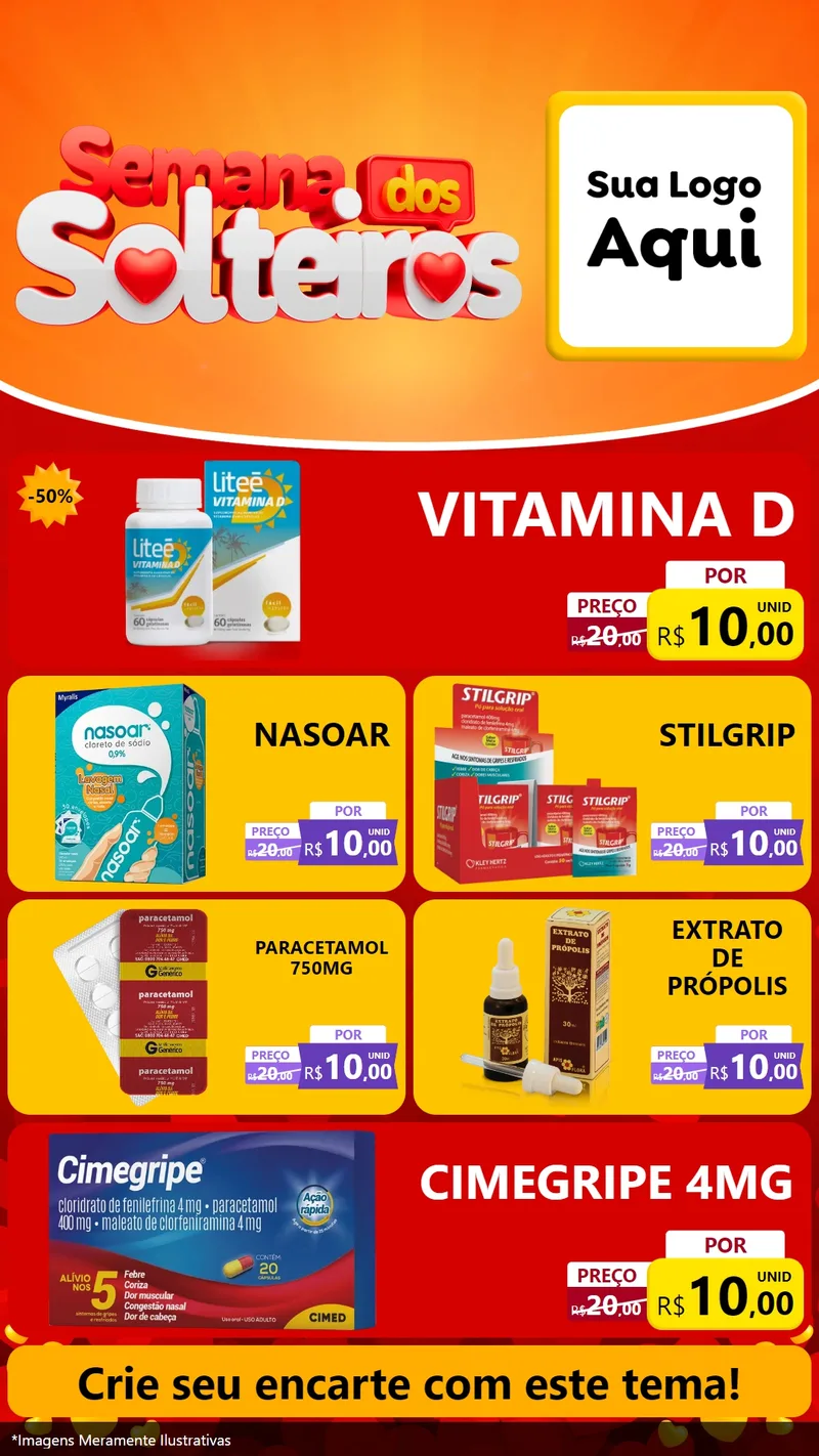 Modelo de TV para TV Vertical com o tema Semana dos Solteiros para Farmácia