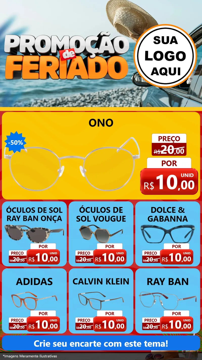 Modelo de Rede Social para Stories com o tema Promoção de Feriado para Óticas