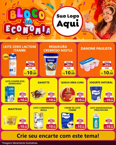 Modelo de Rede Social para Feed Instagram com o tema Bloco da Economia para Frios e Laticínios