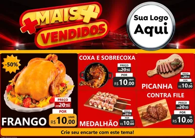 Modelo de Encarte para Encarte A4 Horizontal com o tema Mais Vendidos para Assados