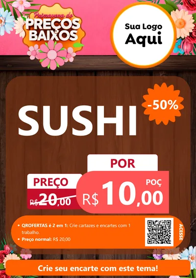 Modelo de Cartaz para Cartaz A4 Vertical com o tema Primavera de Preços Baixos para Comida japonesa