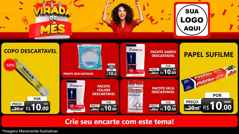 Modelo de TV para TV Horizontal com o tema Virada de Mês para Embalagens