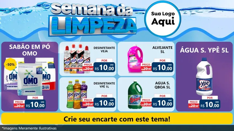 Modelo de TV para TV Horizontal com o tema Semana da Limpeza para Produtos de Limpeza