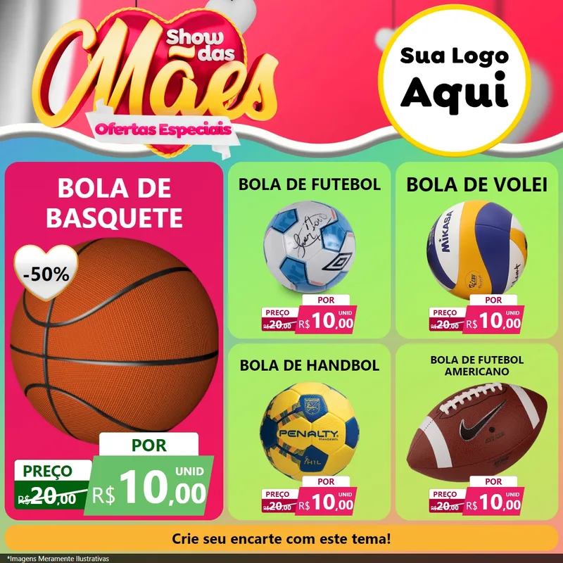 Modelo de Rede Social para Feed Facebook com o tema Show das Mães - Ofertas Especiais para Artigos Esportivos