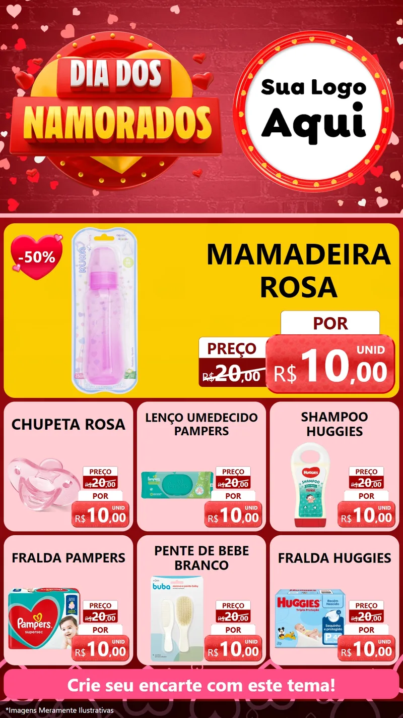 Modelo de Rede Social para Stories com o tema Dia Dos Namorados para Bebês