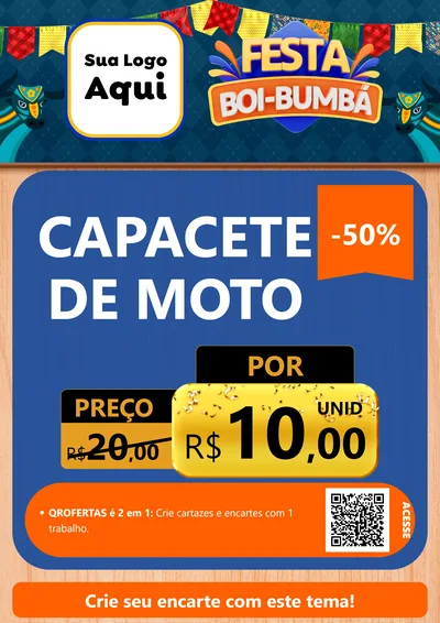 Modelo de Cartaz para Cartaz A4 Vertical com o tema Festa Boi Bumbá para Moto peças