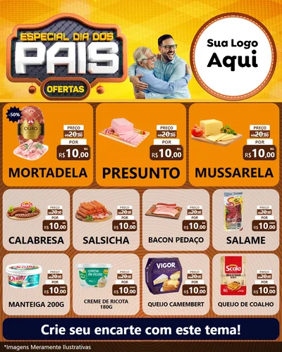 Modelo de Rede Social para Feed Instagram com o tema Especial Dia dos Pais para Frios e Laticínios