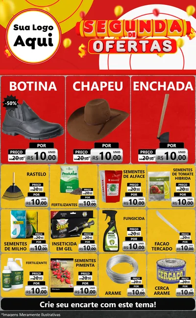 Modelo de Encarte para Encarte Grande com o tema Segunda de Ofertas para Agropecuária