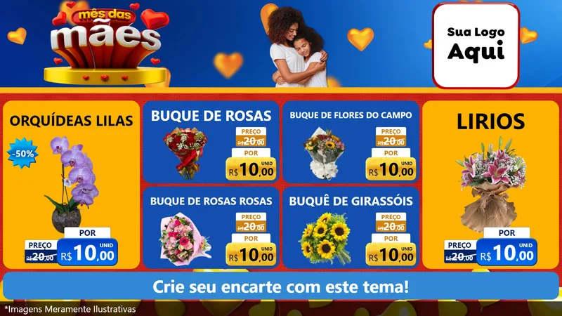 Modelo de TV para TV Horizontal com o tema Mês das Mães para Floricultura e jardim