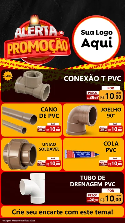 Modelo de TV para TV Vertical com o tema Alerta de Promoção para Tubos e conexões
