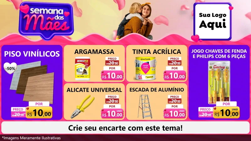 Modelo de TV para TV Horizontal com o tema Semana das Mães para Material para Construção