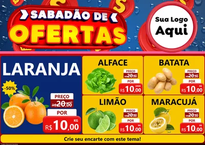 Modelo de Encarte para Encarte A4 Horizontal com o tema Sabadão de Ofertas para Hortifrúti