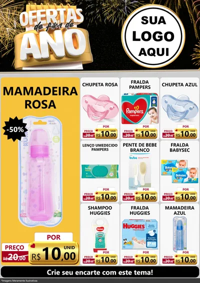 Modelo de Encarte para Encarte A4 Vertical com o tema Ofertas de Fim de Ano para Bebês