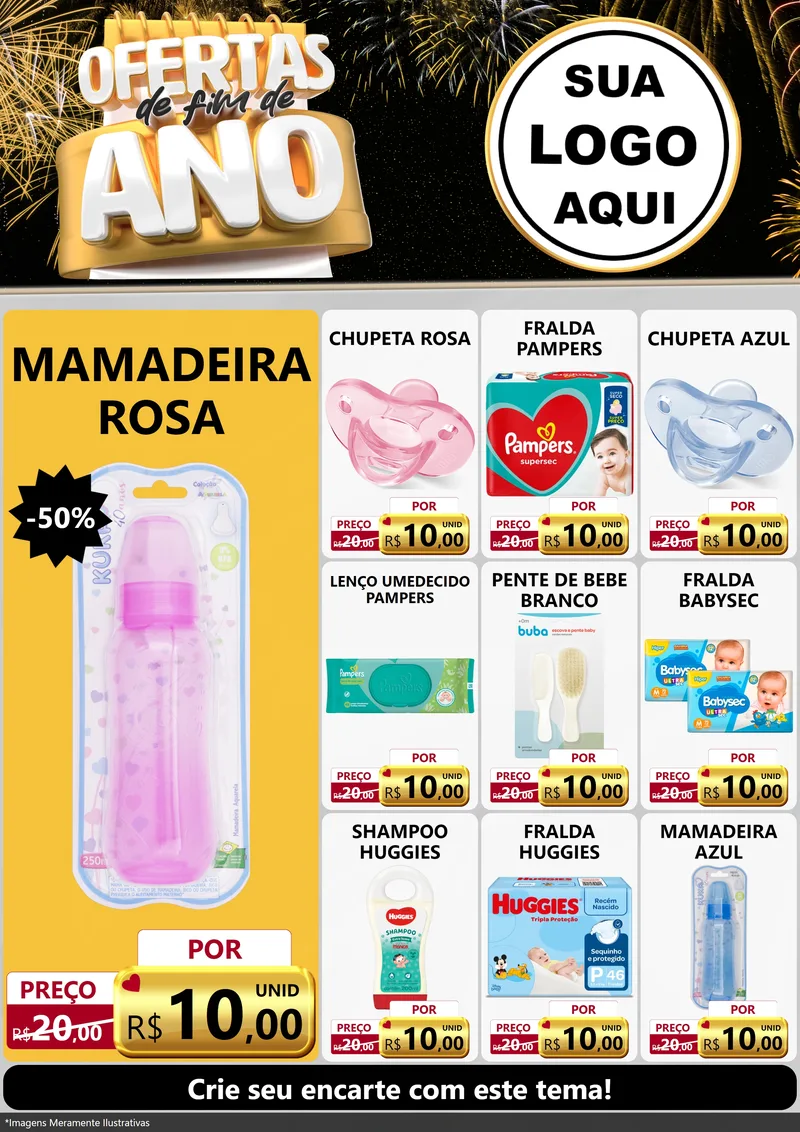 Modelo de Encarte para Encarte A4 Vertical com o tema Ofertas de Fim de Ano para Bebês